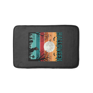 Tapis De Bain Sorcière d'Halloween Chat Toile d'Araignée Lune Ci