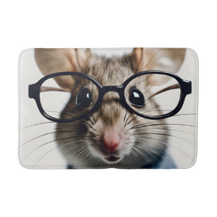 Tapis De Bain Souris de champ Portant des lunettes