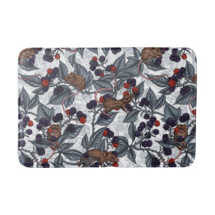 Tapis De Bain Souris et mûres sur blanc