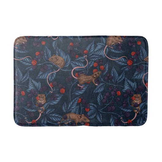 Tapis De Bain Souris et mûres sur la marine (Devant)
