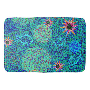 Tapis De Bain Sous la mer Mosaïque Poisson étoiles Mat de bain