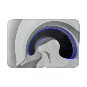 Tapis De Bain Sous le bleu : gris Abstrait, noir et bleu