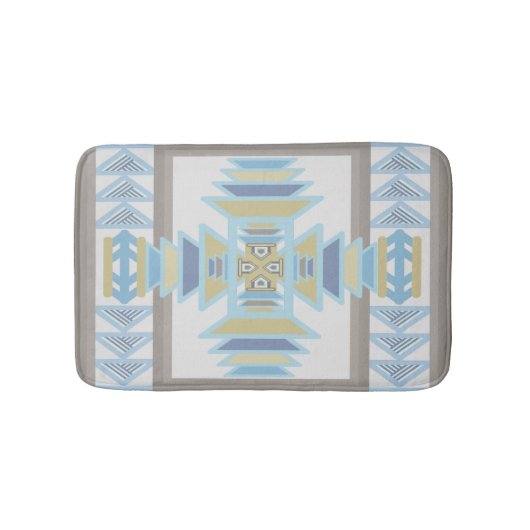 Tapis De Bain Southwest Blues Indian Blanche Art Design (Devant)