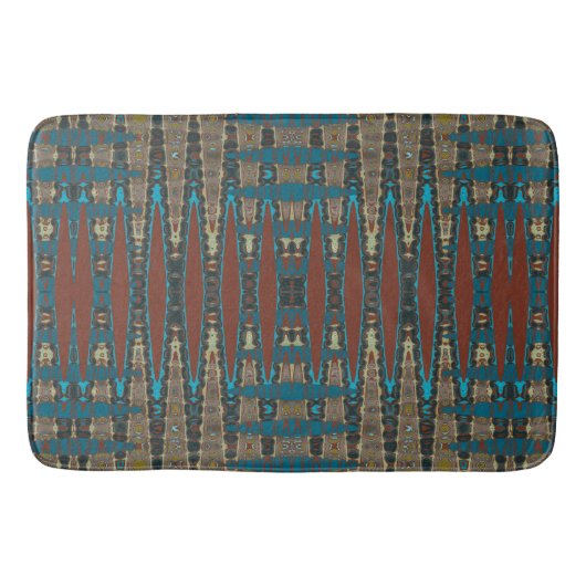 Tapis De Bain Southwestern Rust Brown Turquoise Mosaic Zigzag Mo (Devant)