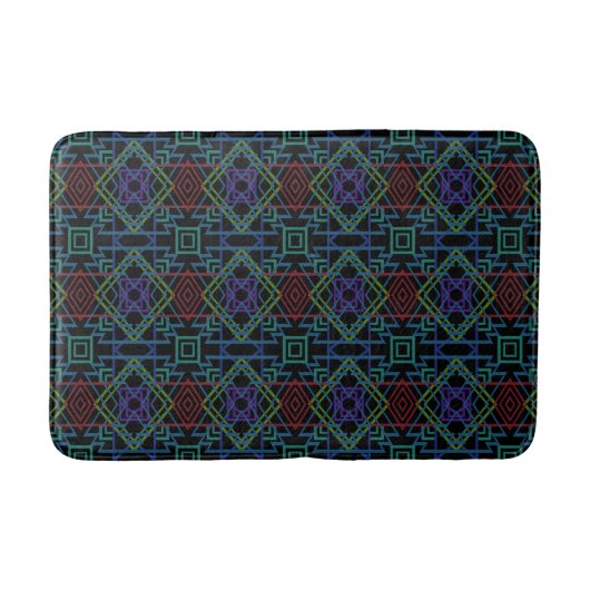 Tapis De Bain Southwestern Symmetrical Tiled Pattern Line Art (Devant)