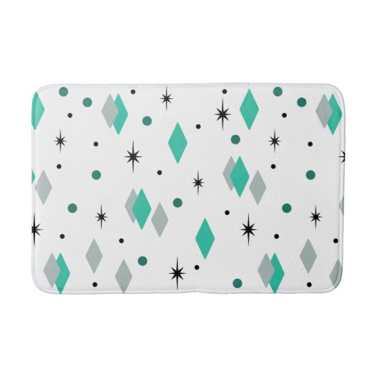 Tapis De Bain Space Age Diamonds Turquoise White (Devant)