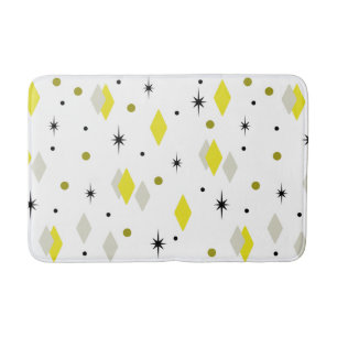 Tapis De Bain Space Age Diamonds Yellow Gray White