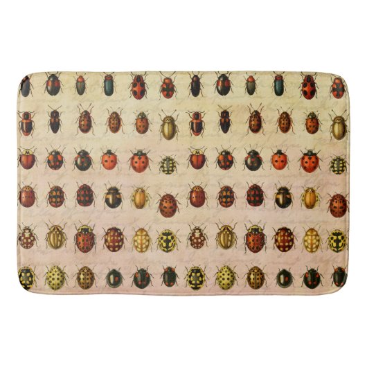 Tapis De Bain Spécimen de coccinelle vintage Motif Insecte antiq (Devant)