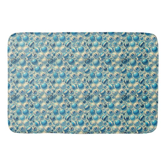 Tapis De Bain Sphères décoratives bleues et blanches vibrantes (Devant)