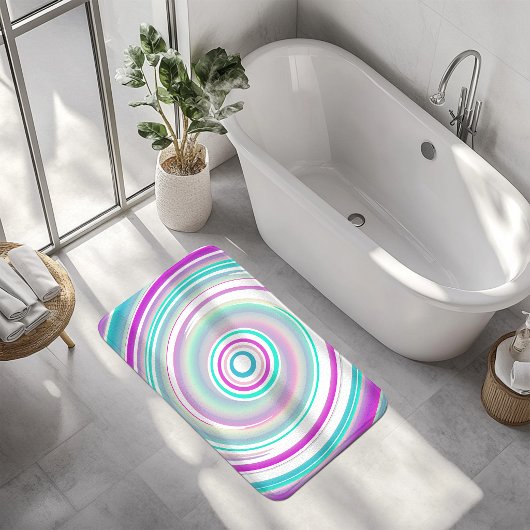 Tapis de bain spirale sarcelle violet abstrait