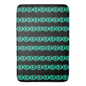 Tapis De Bain spirales turquoise et bleue motif sur noir (devant Vertical)