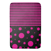 Tapis De Bain Spots et rayures en Magenta et noir (devant Vertical)