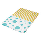 Tapis De Bain Spots et rayures - Turquoise et Jaune (Angle)