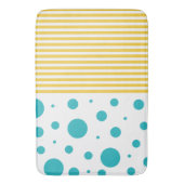 Tapis De Bain Spots et rayures - Turquoise et Jaune (devant Vertical)