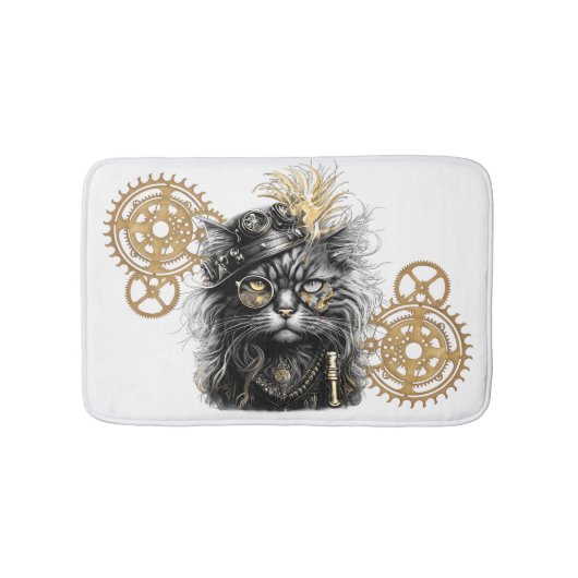 Tapis De Bain Spunky Paws Le Chat Steampunk Funky (Devant)