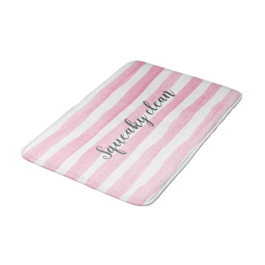 Tapis De Bain Squeaky Nettoyé rose rayure d'aquarelle mat bain (Angle)