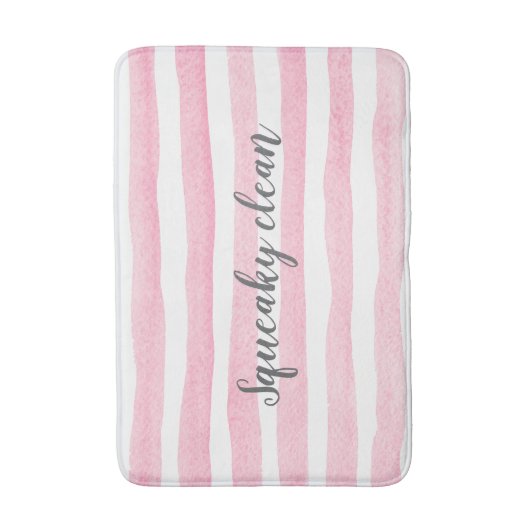 Tapis De Bain Squeaky Nettoyé rose rayure d'aquarelle mat bain (Devant (Vertical))