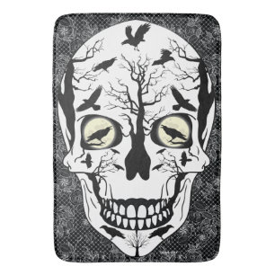 Tapis de bain squelettique de crâne de sucre de