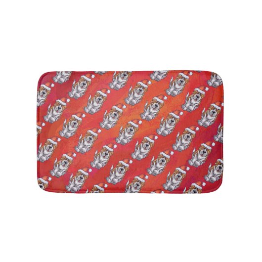 Tapis De Bain St Bernard en Motif Casquette sur rouge (Devant)