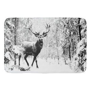 Tapis De Bain Stade Deer Forêt d'hiver Faune Animal Nature Art
