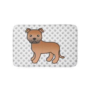 Tapis De Bain Staffie anglais rouge mignon chien de dessin animé