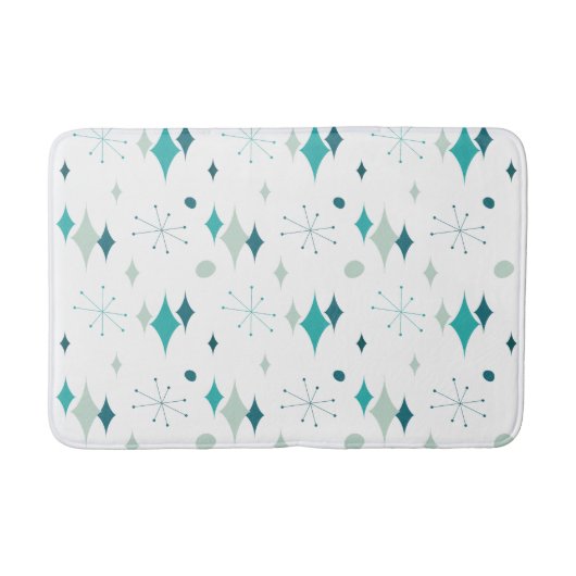 Tapis De Bain Starburst Mid Century Motif moderne Turquoise Aqua (Devant)