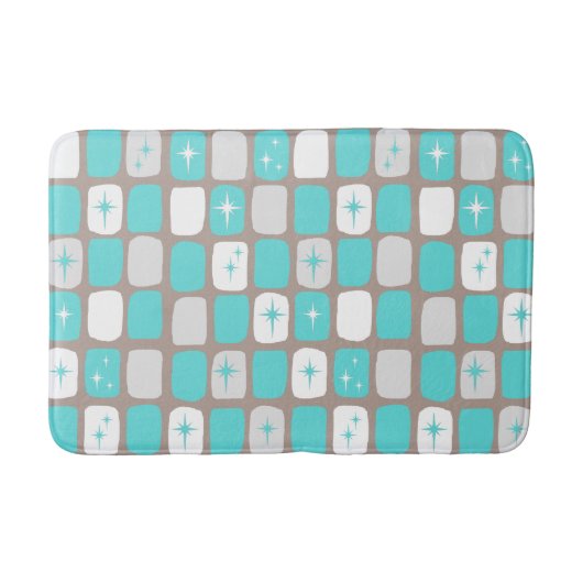 Tapis De Bain Starburst Turquoise Rétro Mat de bain (Devant)