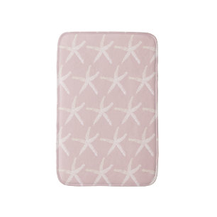 Tapis De Bain Starfish Motifs Plage Nautique Rose Peach Blanc