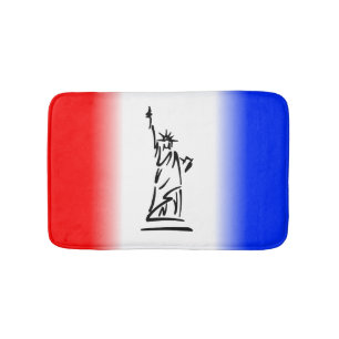 Tapis De Bain Statue de la Liberté Rayure Rouge Blanc Bleu