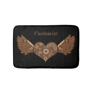 Tapis De Bain Steampunk Coeur ailé avec engrenages Thunder_Cove