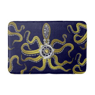 Tapis De Bain Steampunk embraye le métal Kraken de poulpe