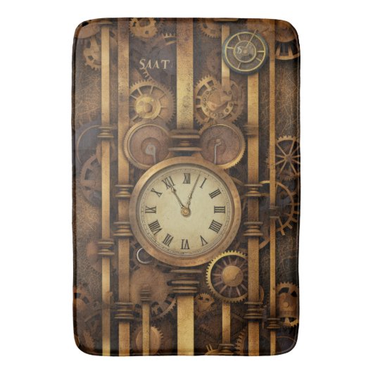 Tapis De Bain Steampunk Horloge Bain Mat (devant Vertical)