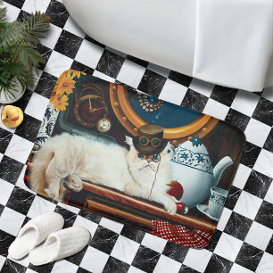 Tapis De Bain Steampunk Thé de chat sous-marin
