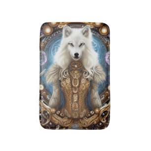 Tapis De Bain Steampunk Whimsical charmant loup blanc