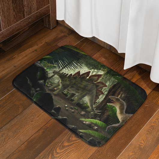 Tapis De Bain Stegosaurus et Deinonychus Dinosaures