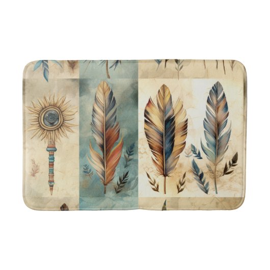 Tapis De Bain Stick de médecine des plumes tribales Aztec (Devant)