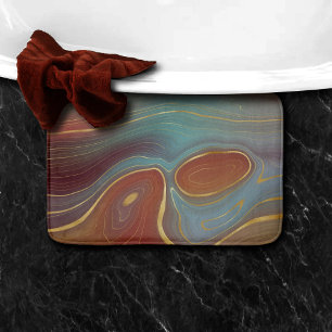 Tapis De Bain Strata automne Terra Cotta Turquoise et Gold Aga