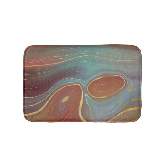 Tapis De Bain Strata automne | Terra Cotta Turquoise et Gold Aga (Devant)