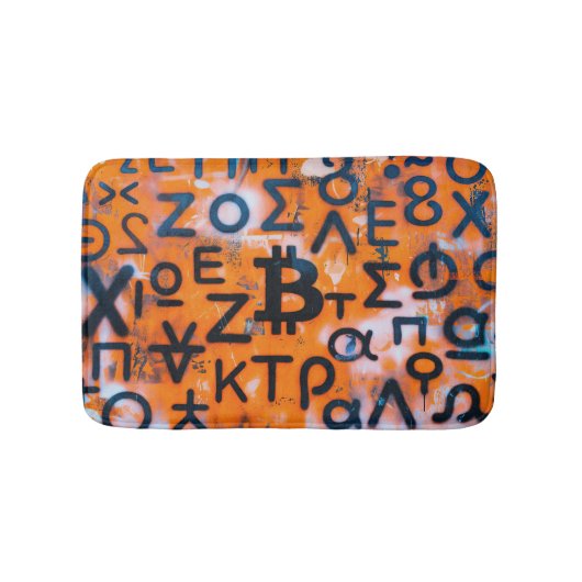 Tapis De Bain Street Art "Bitcoin Graffiti" (Style #5) (Devant)