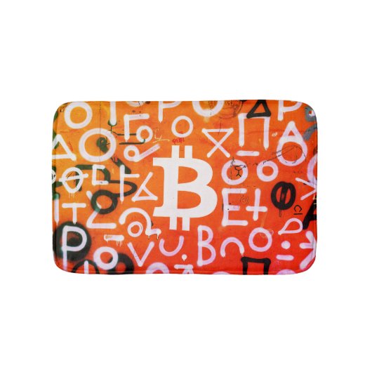 Tapis De Bain Street Art "Bitcoin Graffiti" (Style #7) (Devant)