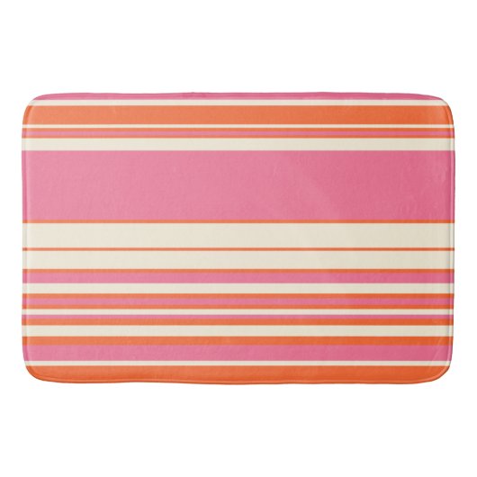 Tapis De Bain Stripes complexes - rose, orange et crème (Devant)