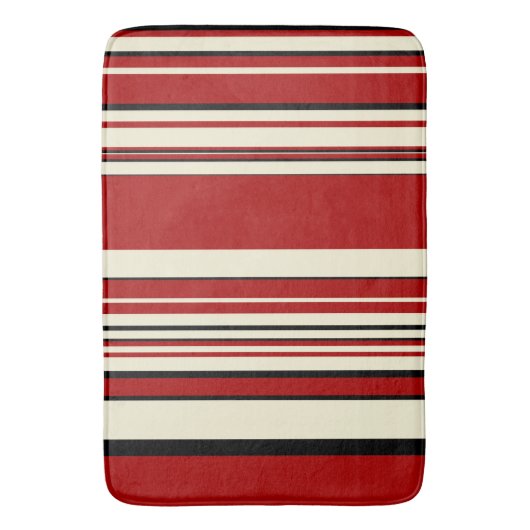 Tapis De Bain Stripes complexes - Rouge & Crème (devant Vertical)