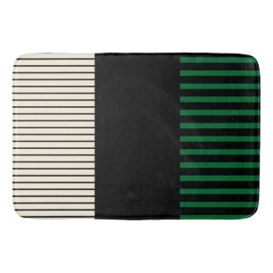 Tapis De Bain Stripes couleur - Vert, Crème et Noir