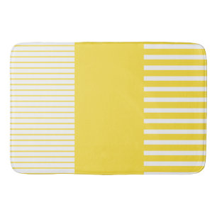 Tapis De Bain Stripes de pop couleur - Citron jaune et blanc