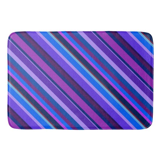 Tapis De Bain stripes en bleu et purple (Devant)