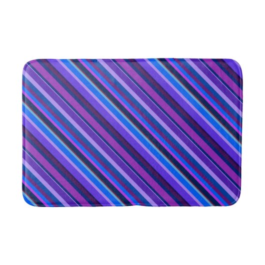 Tapis De Bain stripes en bleu et purple (Devant)