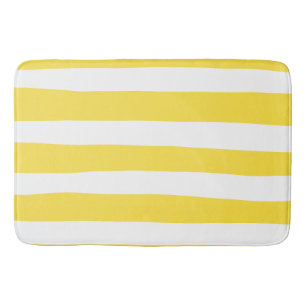 Tapis De Bain Stripes inégales - Citron jaune et blanc