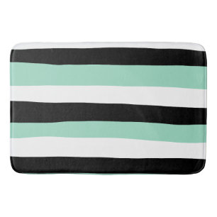 Tapis De Bain Stripes inégales - Mint vert, blanc et noir