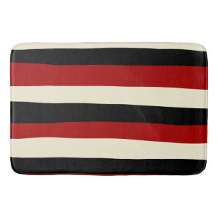 Tapis De Bain Stripes inégales - Rouge et Crème