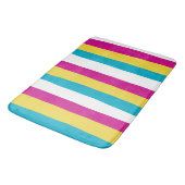 Tapis De Bain Stripes inégales - Turquoise, Jaune, Rose et Blanc (Angle)
